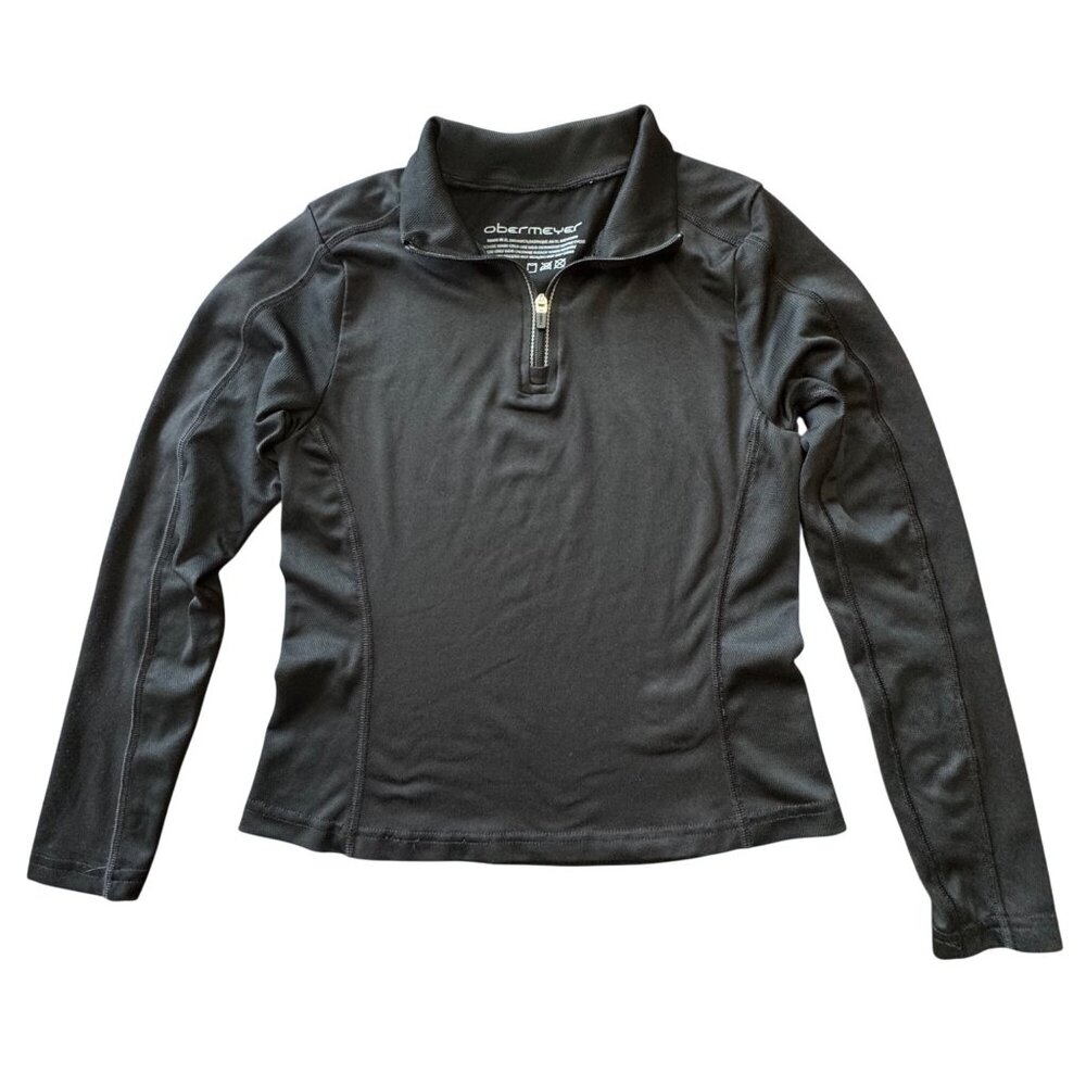 OBERMEYER Gigi Thermal Top Girls S 6-7 Small Black 1/4 Zip Base Layer Top